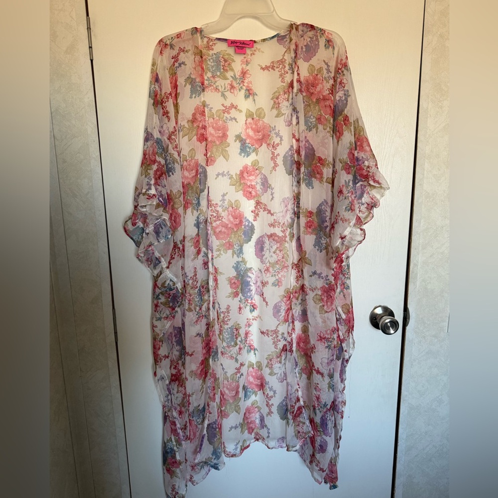 Betsey Johnson Pink Floral Sheer Cover-Up